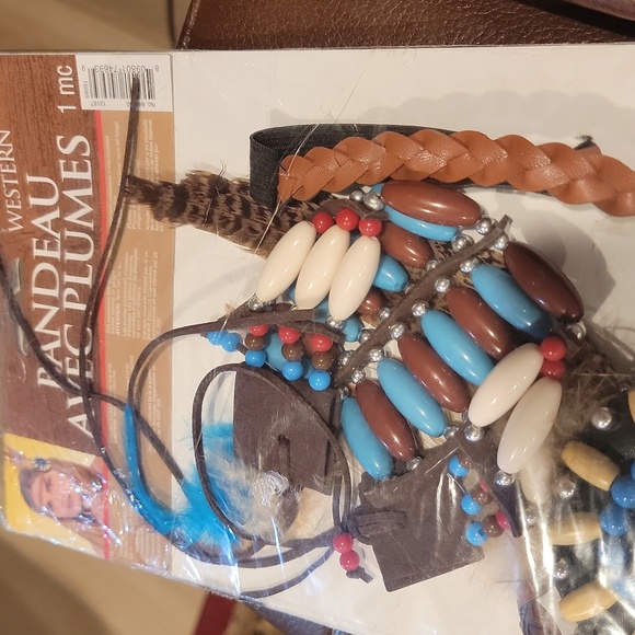 Bead & Feather Native American Indian Costume Headband by Amscan NEW - Picture 4 of 4